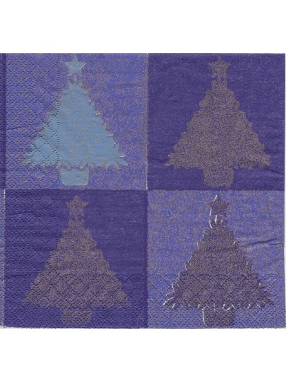 Χριστουγγενιάτικα δέντρα μπλέ φόντο τετράγωνα 33 x 33cm (20τεμ)