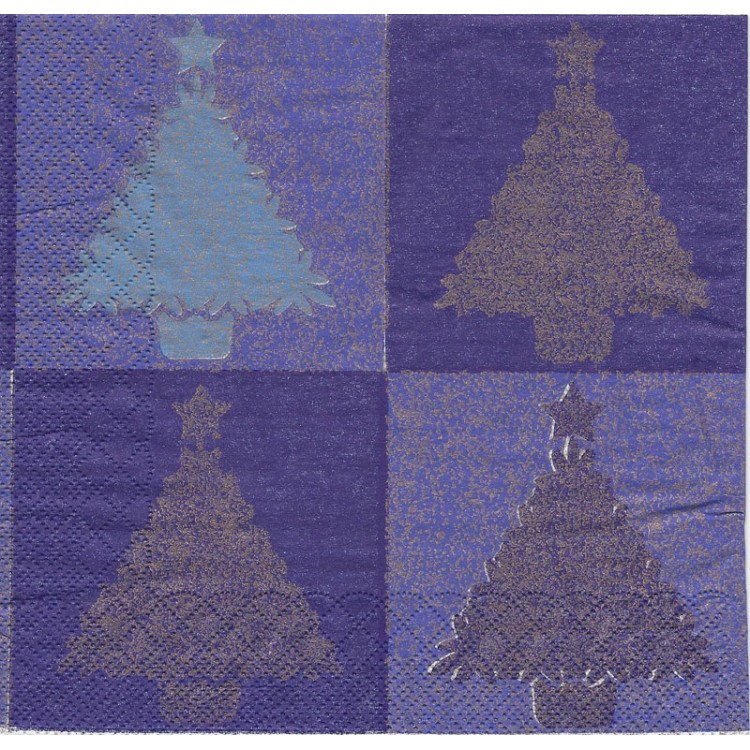 Χριστουγγενιάτικα δέντρα μπλέ φόντο τετράγωνα 33 x 33cm (20τεμ)