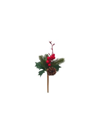 Χριστουγεννιάτικο κλαδί γκι με κουκουνάρι 25cm