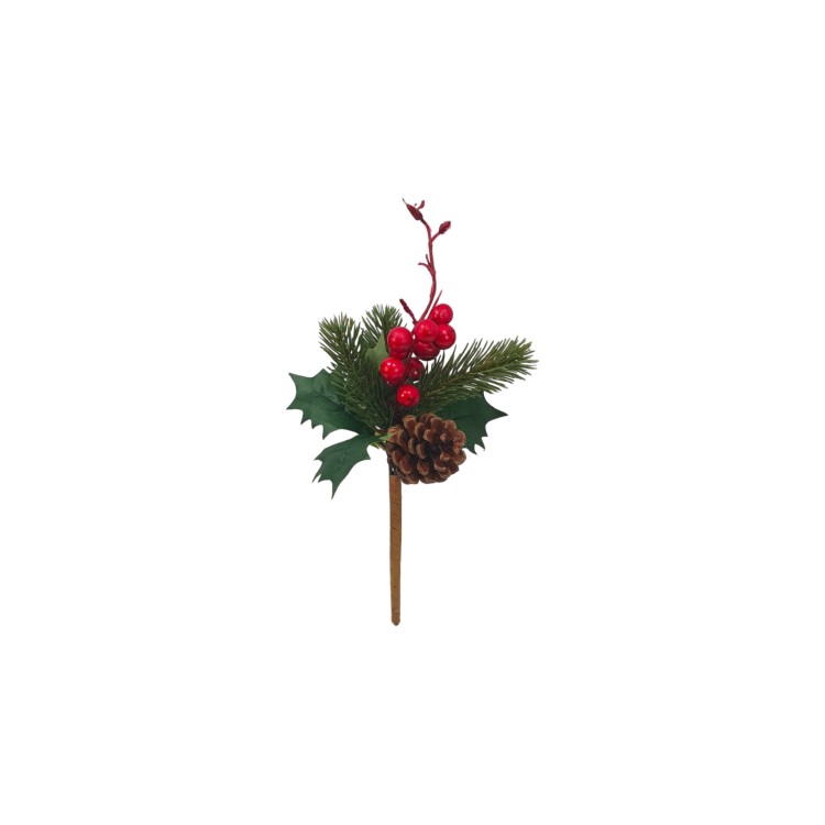 Χριστουγεννιάτικο κλαδί γκι με κουκουνάρι 25cm