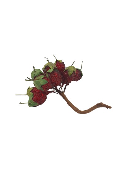 Διακοσμητικές συνθετικές φράουλες μάτσο με σύρμα 12τεμ 