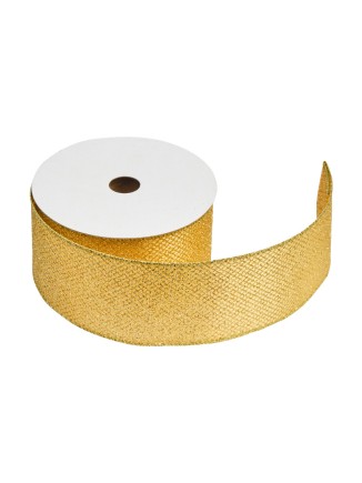 Κορδέλα μεταλλιζέ χρυσή σχεδίου με σύρμα 6,3cm (10m)