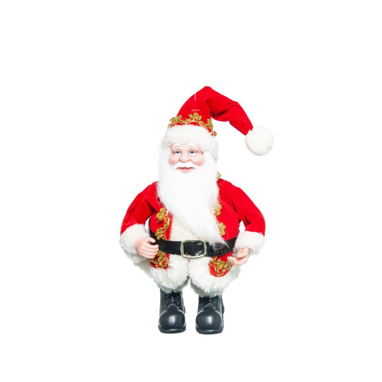 Χριστουγεννιάτικος Άγιος βασίλης υφασμάτινος με κόκκινη στολή 25cm