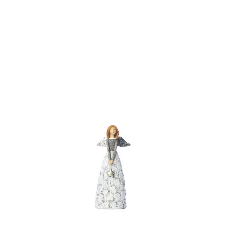 Διακοσμητικό επιτραπέζιο άγγελάκι γκρι-λευκό 14cm