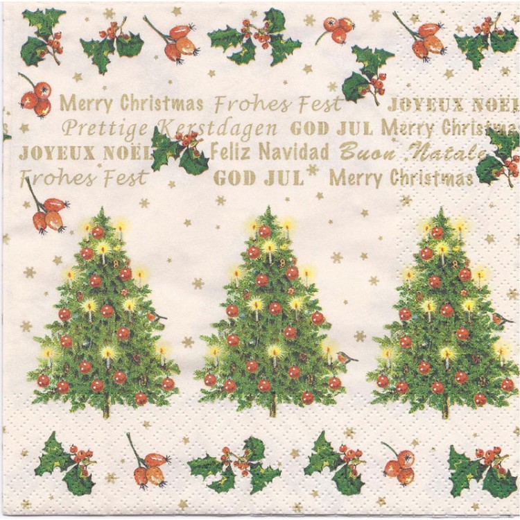 Χαρτοπετσέτα με χριστουγεννιάτικο Δέντρο-Ευχές 33x33cm/τεμάχιο
