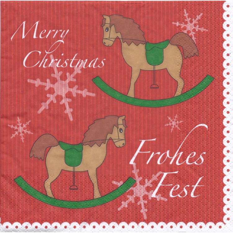 Χαρτοπετσέτα αλογάκι καρουζέλ "Merry Christmas" 33cm x 33cm/τεμάχιο