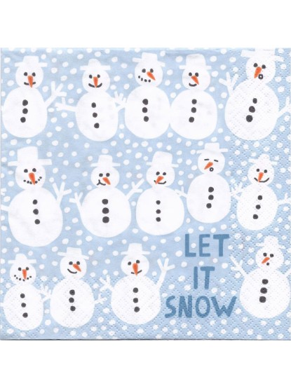 Χαρτοπετσέτα με χιονανθρωπάκια "Let It Snow" 33x33cm/τεμάχιο