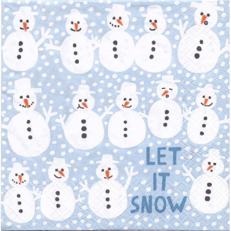 Χαρτοπετσέτα με χιονανθρωπάκια "Let It Snow" 33x33cm/τεμάχιο