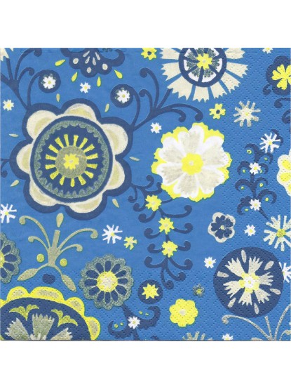 Χαρτοπετσέτα Λουλούδια μπλε φόντο 33x33cm