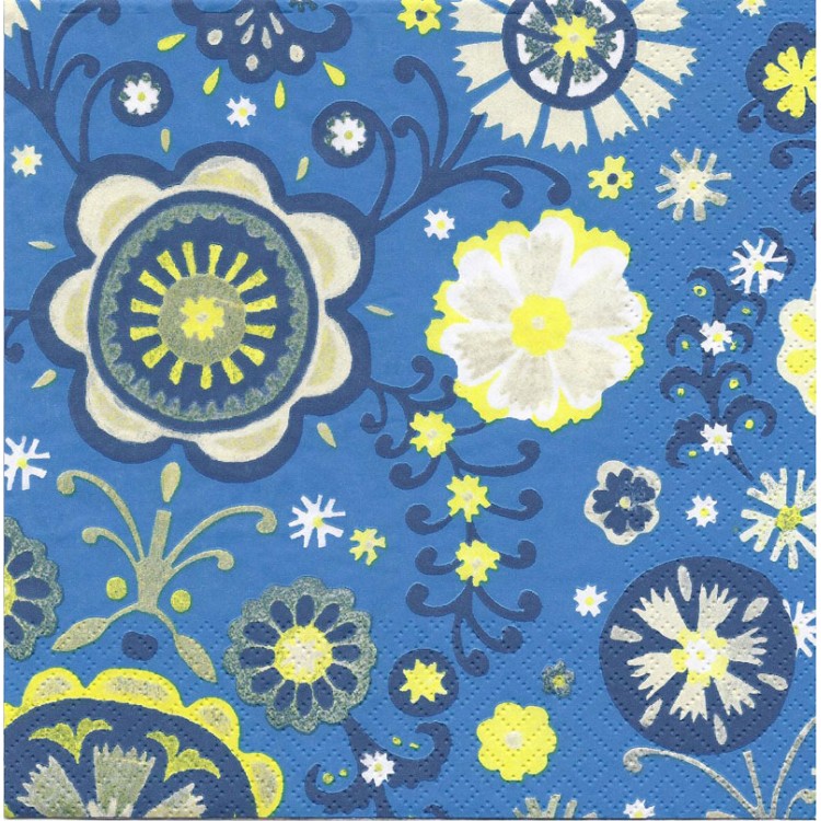 Χαρτοπετσέτα Λουλούδια μπλε φόντο 33x33cm
