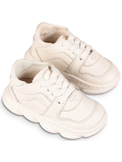 Βαπτιστικά δερμάτινα sneakers λευκά Babywalker