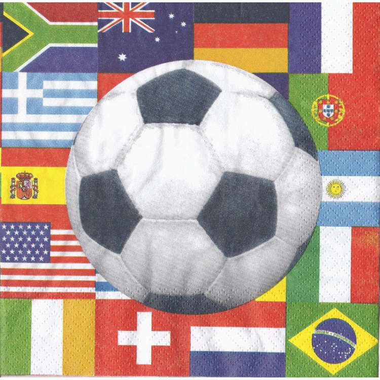 Χαρτοπετσέτα Μπάλα ποδοσφαίρου-εθνικές ομάδες 33x33cm(20τεμ)