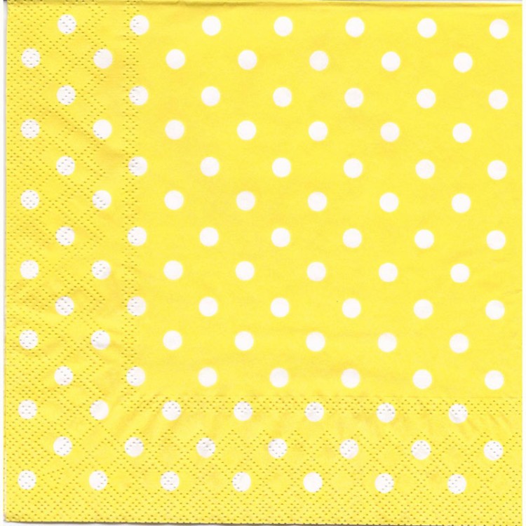 Χαρτοπετσέτα Πουά κίτρινο-λευκό 33x33cm(20τμχ)