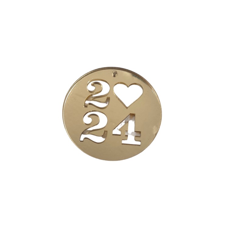 Γούρι πλέξιγκλας στρογγυλό χρυσό ''2024'' 6,5cm