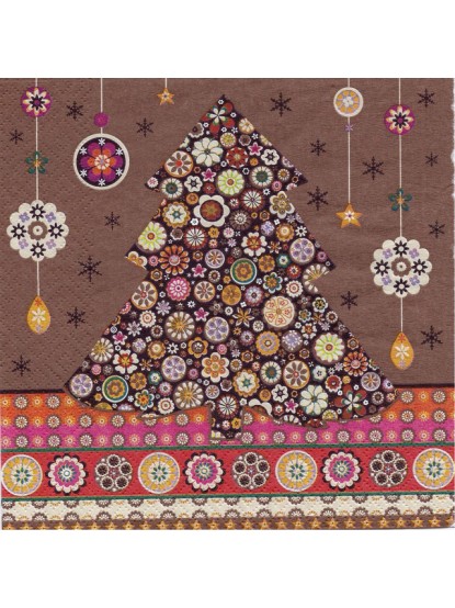 Χριστουγεννιάτικο Δέντρο- Καφέ Φόντο 33 x 33cm
