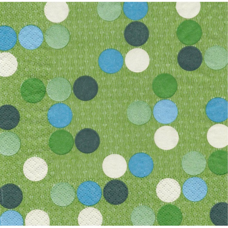Χαρτοπετσέτα Κύκλοι-Πράσινο Φόντο 33x33cm