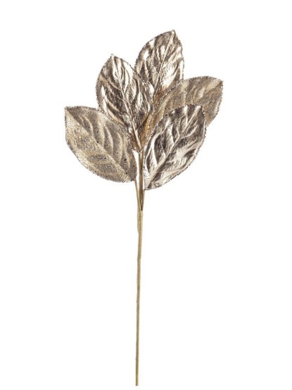 Κλαδί με υφασμάτινα φύλλα και στρασάκια 58cm