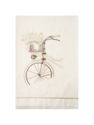 Λαδόπανο με ποδήλατο και λουλούδια