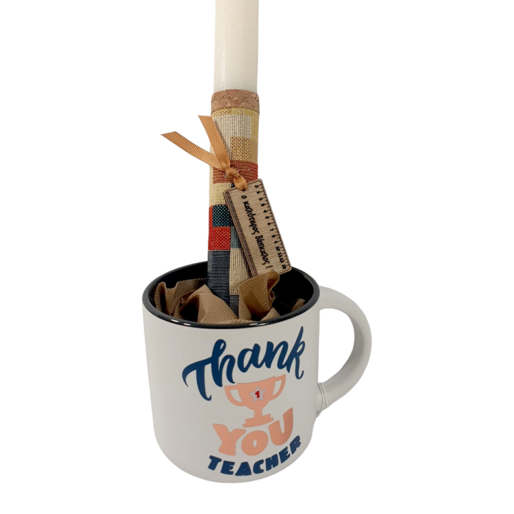 Πασχαλινή λαμπάδα με κούπα "Thank you Teacher"