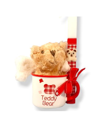 Πασχαλινή λαμπάδα με κούπα "Teddy Bear" και αρκουδάκι λούτρινο