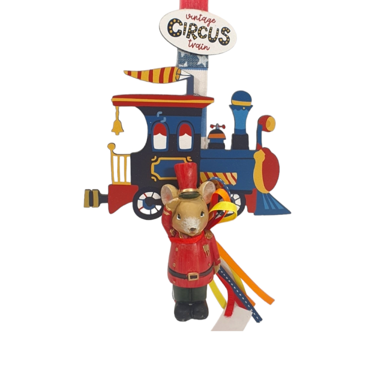 Πασχαλινή λαμπάδα "Circus" με διακοσμητικό ποντικάκι